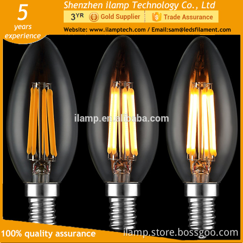 ilamptech omnidirectional led bulbs e14 flame tip filament led candle light,no flicker c35 led candle light
